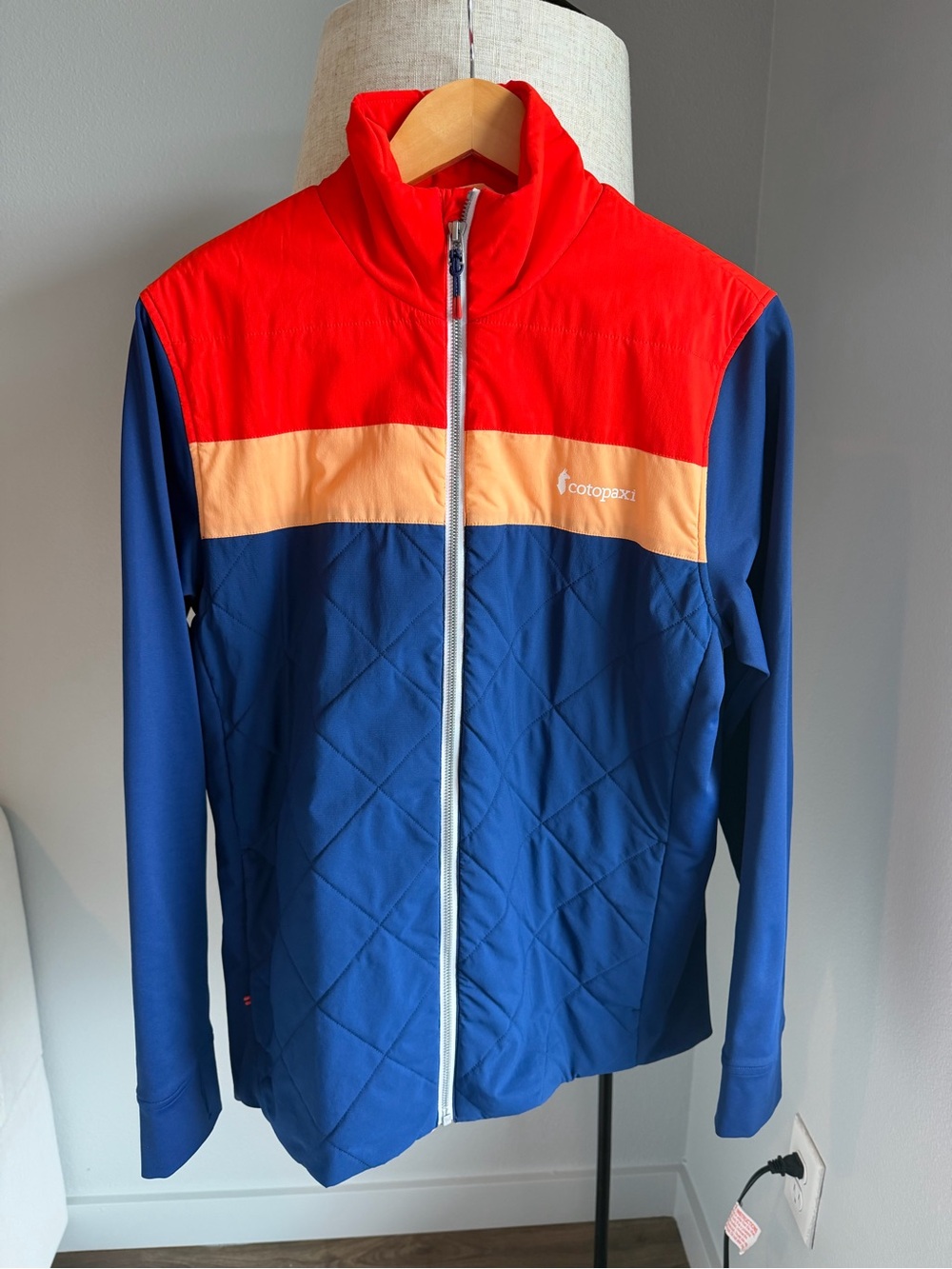 cotopaxi Kids Colorblock Puffer Jacket in Red, Peach & Blue